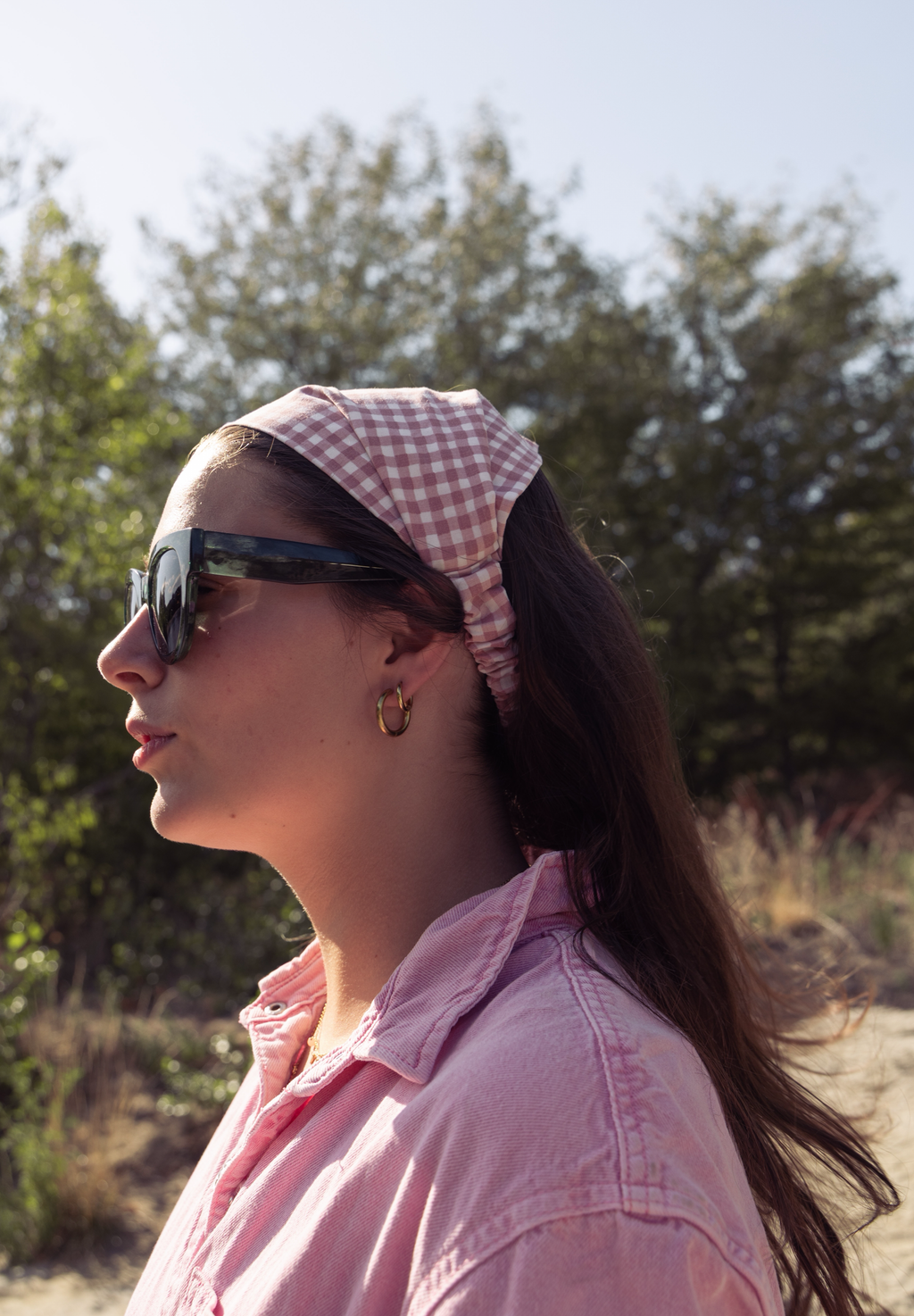 Le Bandana Élastique Vichy rose