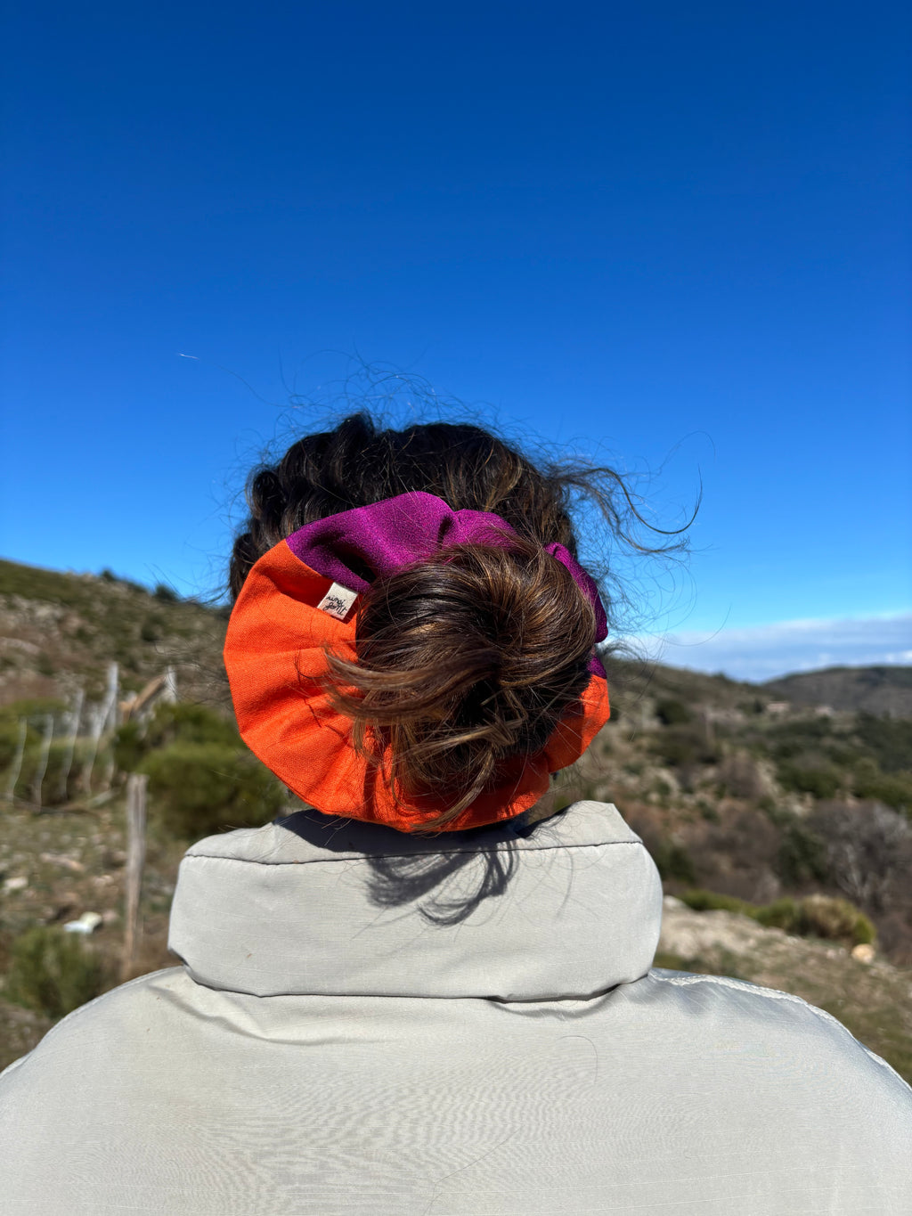 Chouchou orange et fuchsia