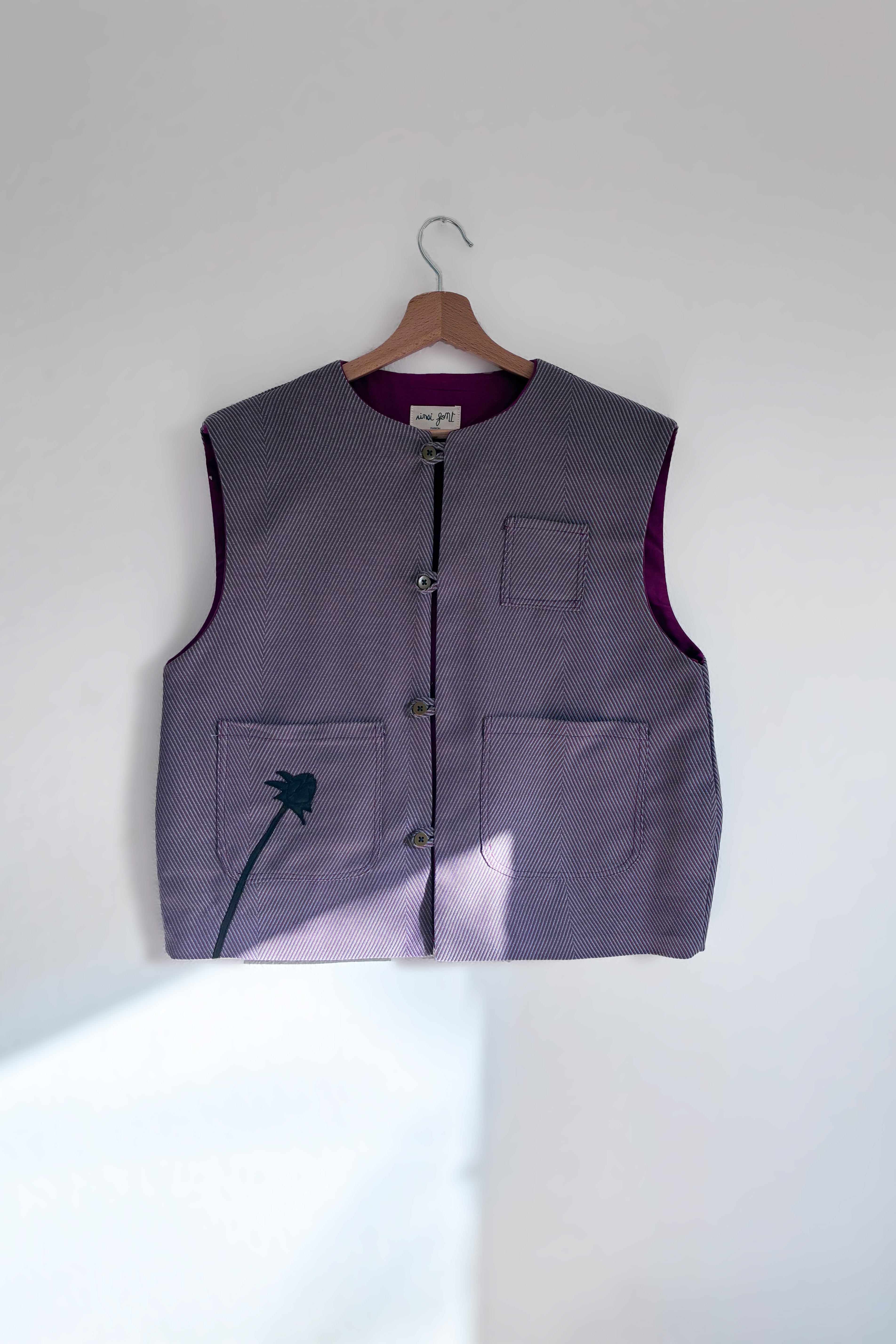 La Veste Sans Manche Rayée Violet