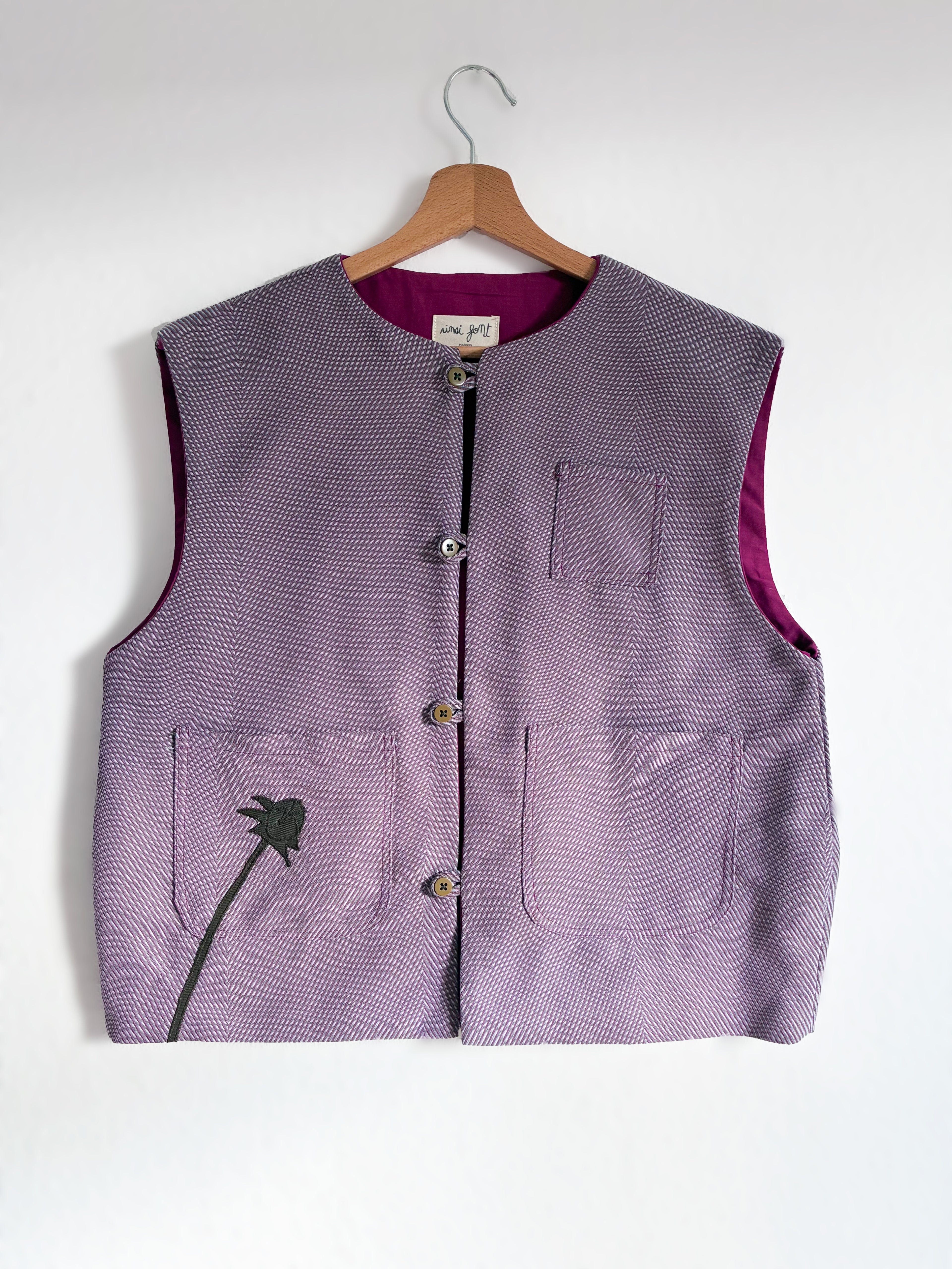 La Veste Sans Manche Rayée Violet