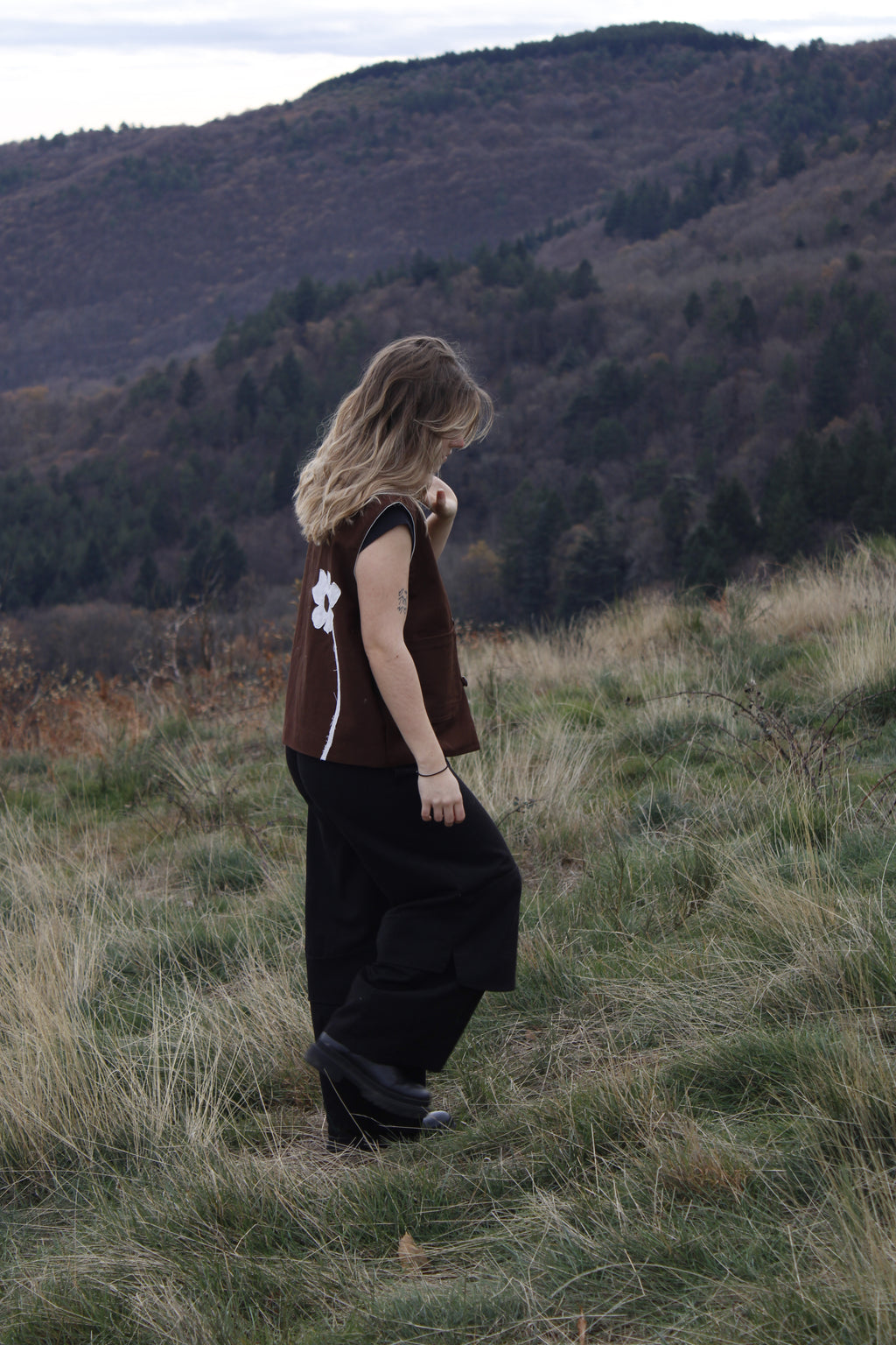 La Veste sans manches Marron